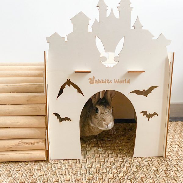 Château hanté en bois pour lapin