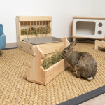 Râtelier-litière en bois pour lapin