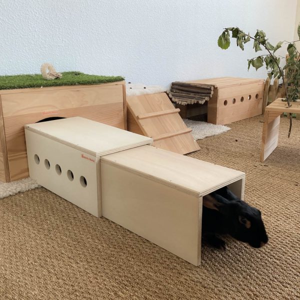 Tunnel extensible en bois pour les lapins