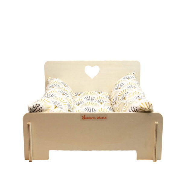 Lit en bois pour lapins avec matelas Roll N Gold